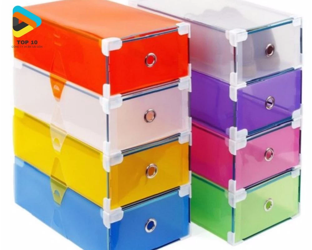 Các mẫu hộp đựng giày nhựa trong suốt nhiều màu