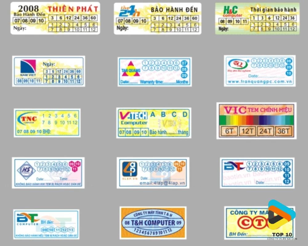 Một số mẫu tem bảo hành