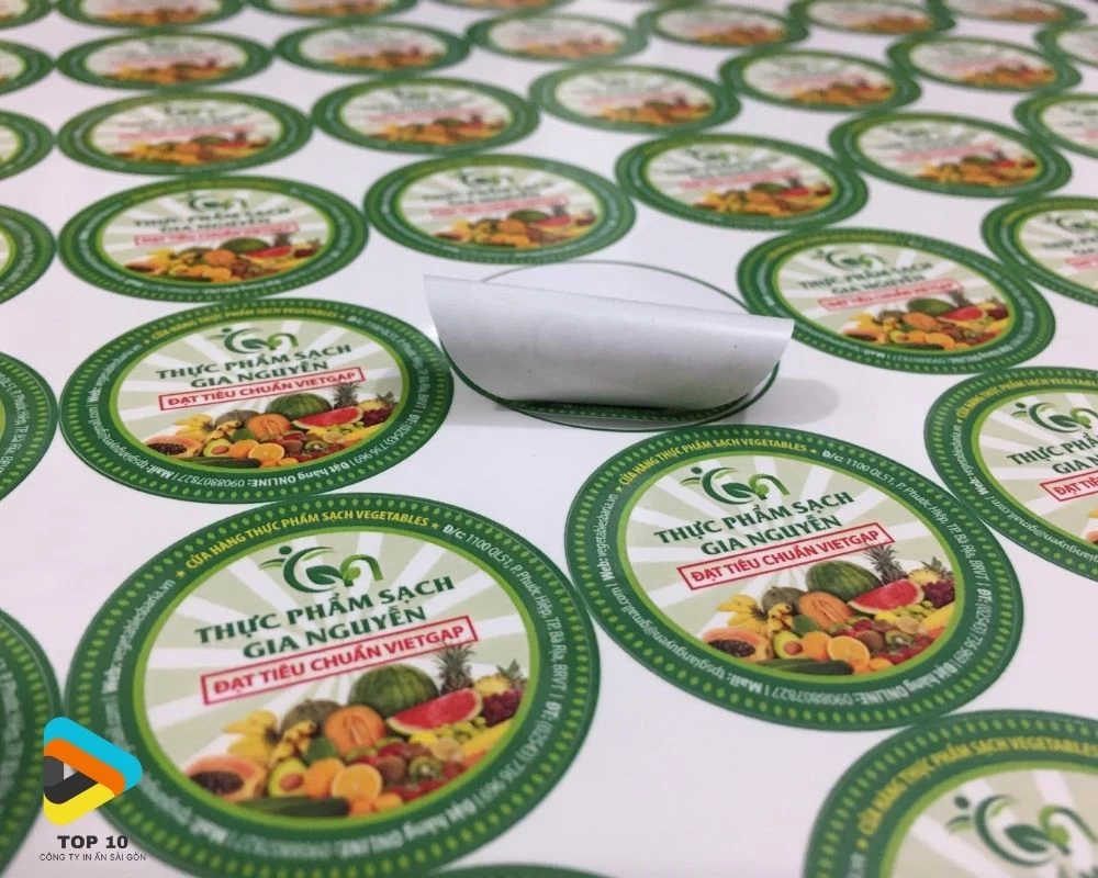 Tem nhãn giấy decal hình tròn