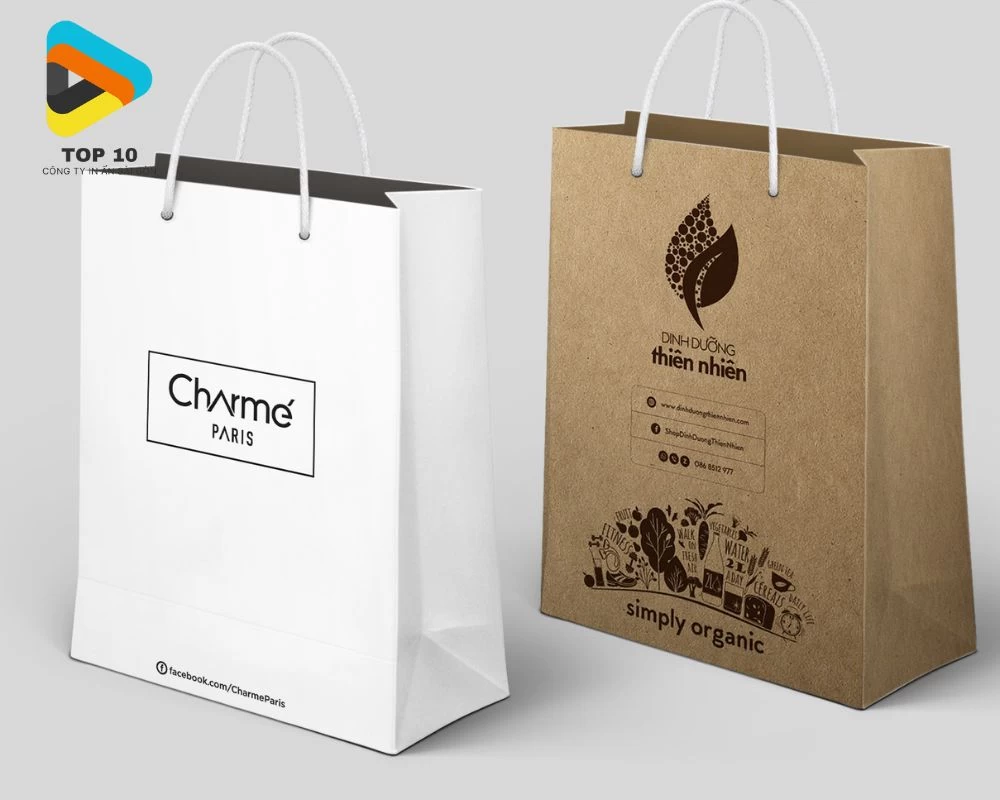 Mẫu túi giấy nước hoa và túi giấy dinh dưỡng thiên nhiên đơn giản