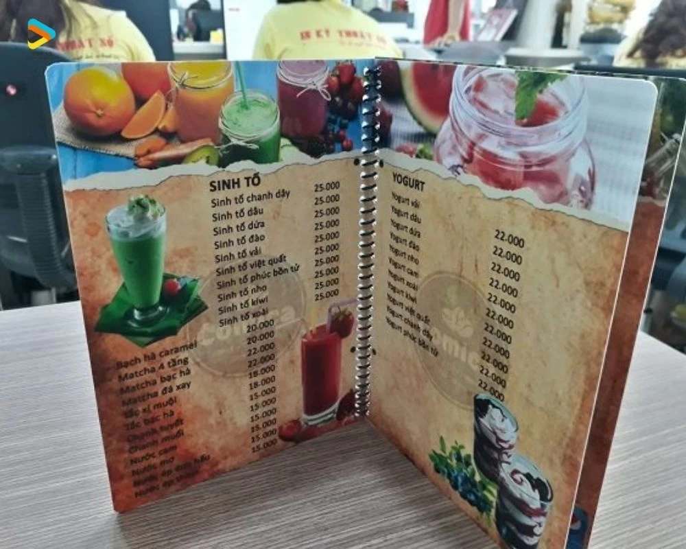 Mẫu menu có lò xo
