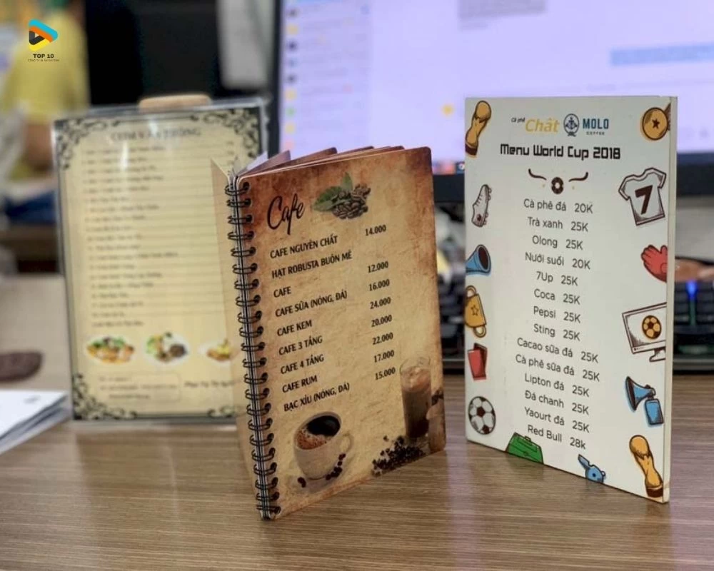 Menu quán cafe vintage