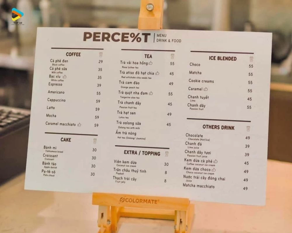 Mẫu menu cafe với tông màu trắng