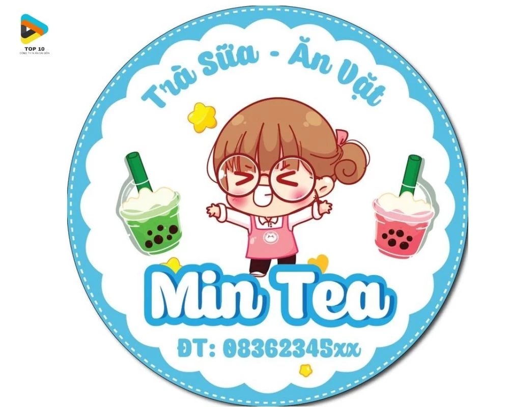 Tem dán trà sữa hãng Min tea