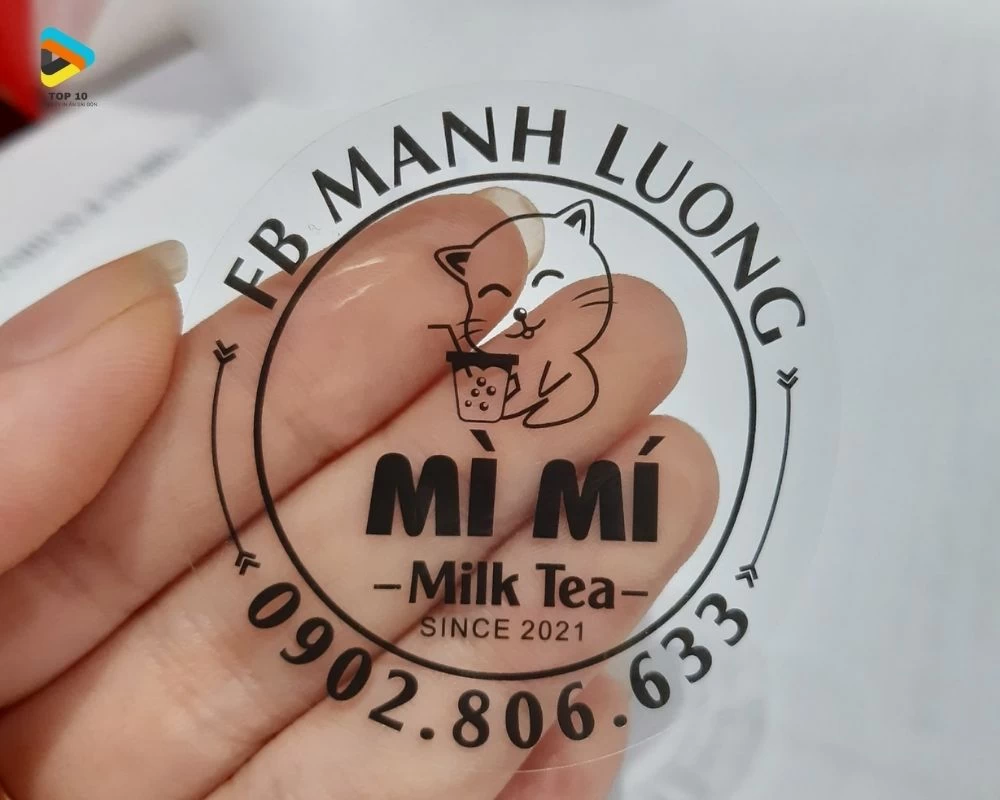 Tem nhãn trà sữa cửa hàng Mì Mí