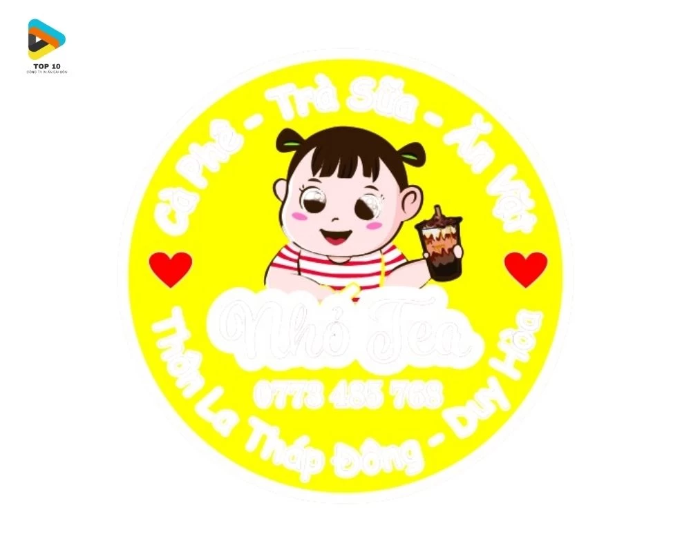 Tem nhãn trà sữa màu vàng nổi bật