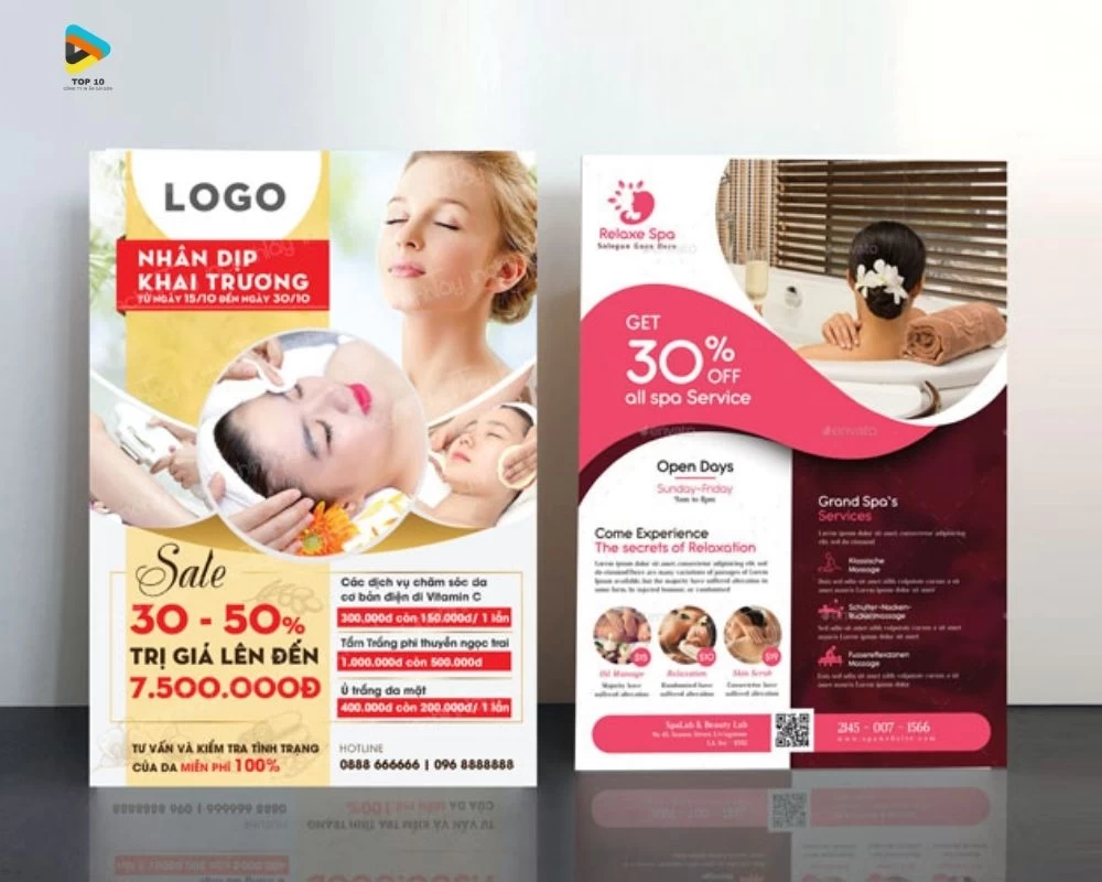 Tờ rơi giảm giá ưu đãi ngành spa