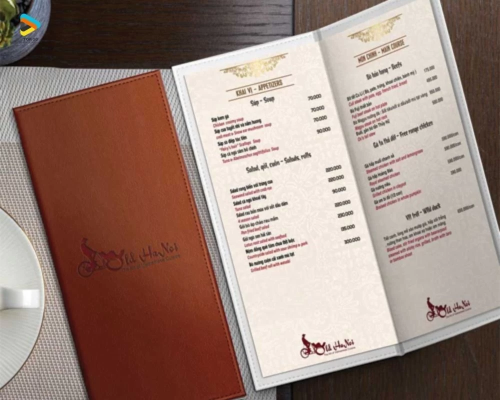 Menu cafe bìa da