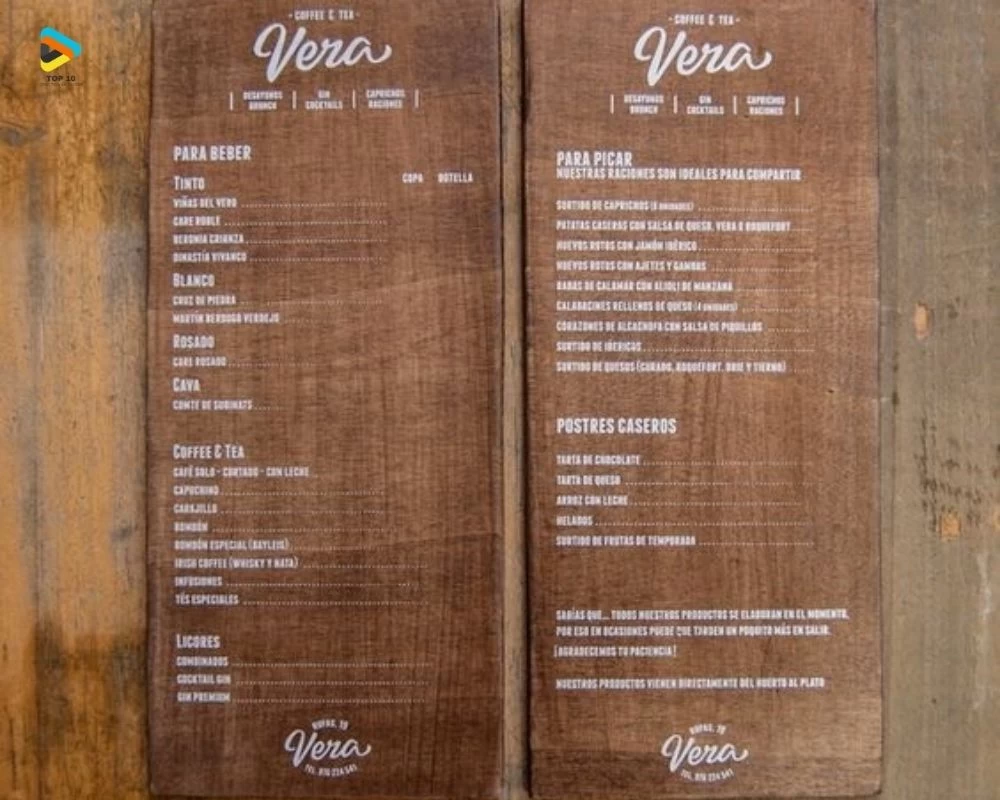 Menu cafe chất liệu gỗ