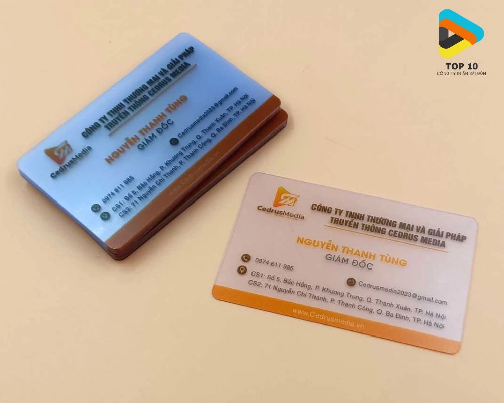 Mẫu card visit giám đốc CEO đẹp bằng nhựa 1 mặt