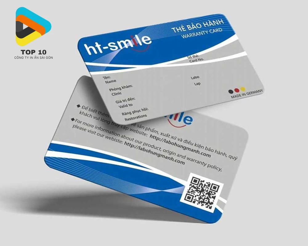 Mẫu thẻ nhựa bảo hành có mã QR
