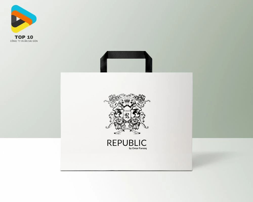 Mẫu túi giấy thời trang trắng đen in logo đơn giản