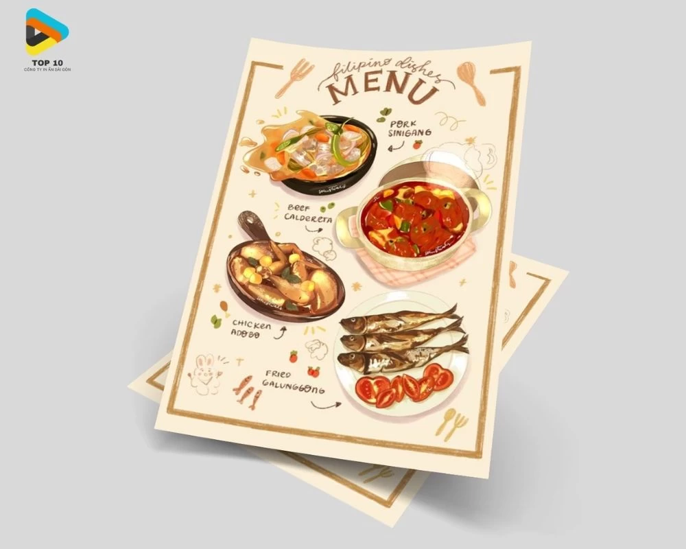 In menu Công Ty TNHH Thiết Kế & In Ấn Phú Long