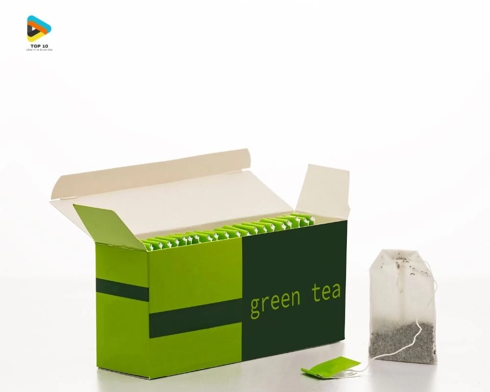 Hộp giấy đựng trà màu xanh