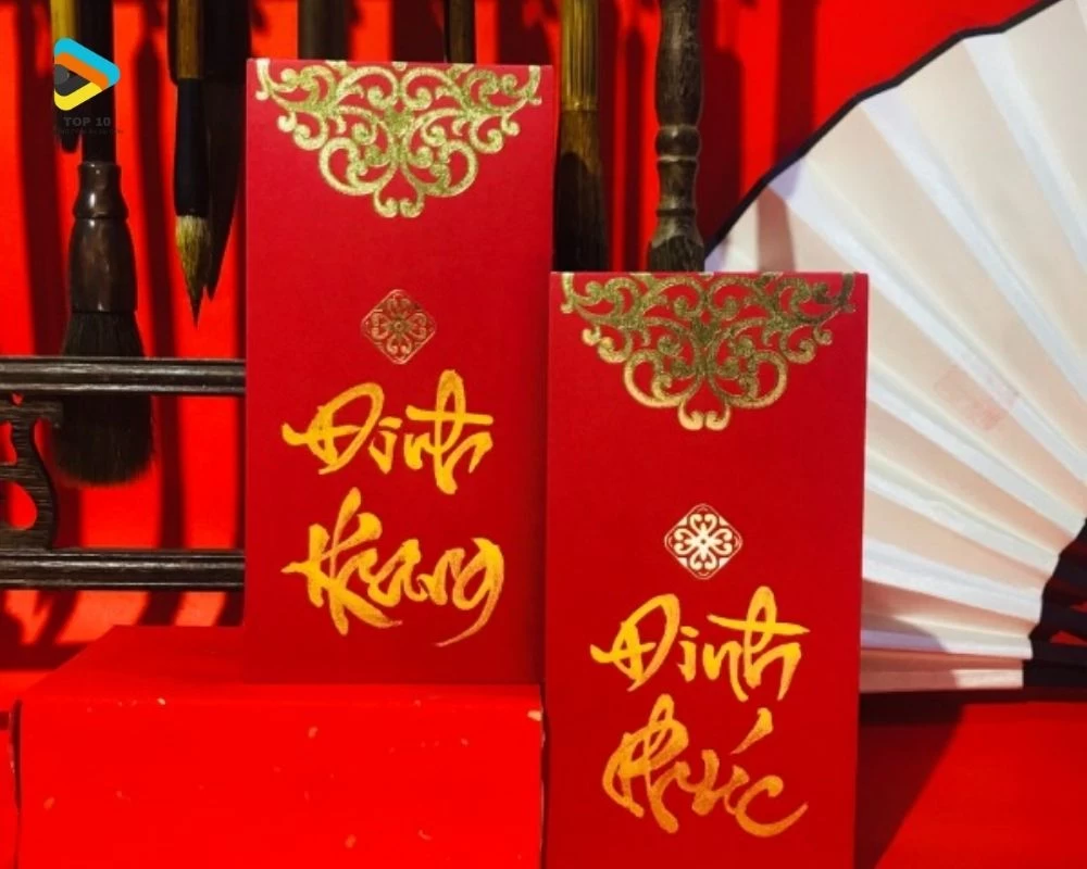 Mẫu bao lì xì dòng chữ Đình Khang, Đình Phúc