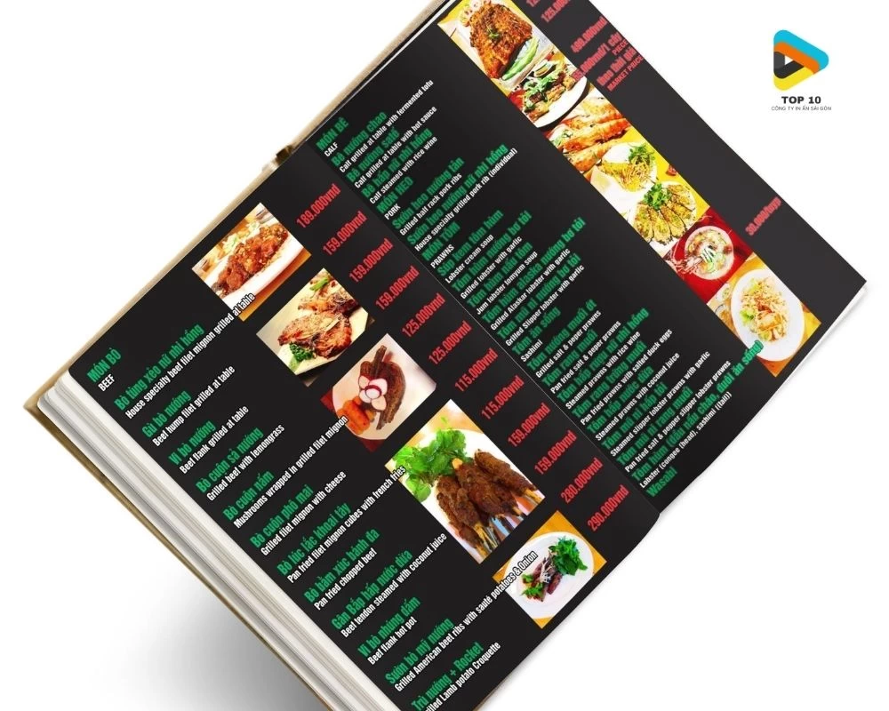 Dịch vụ in menu tại In Kiến An Phát
