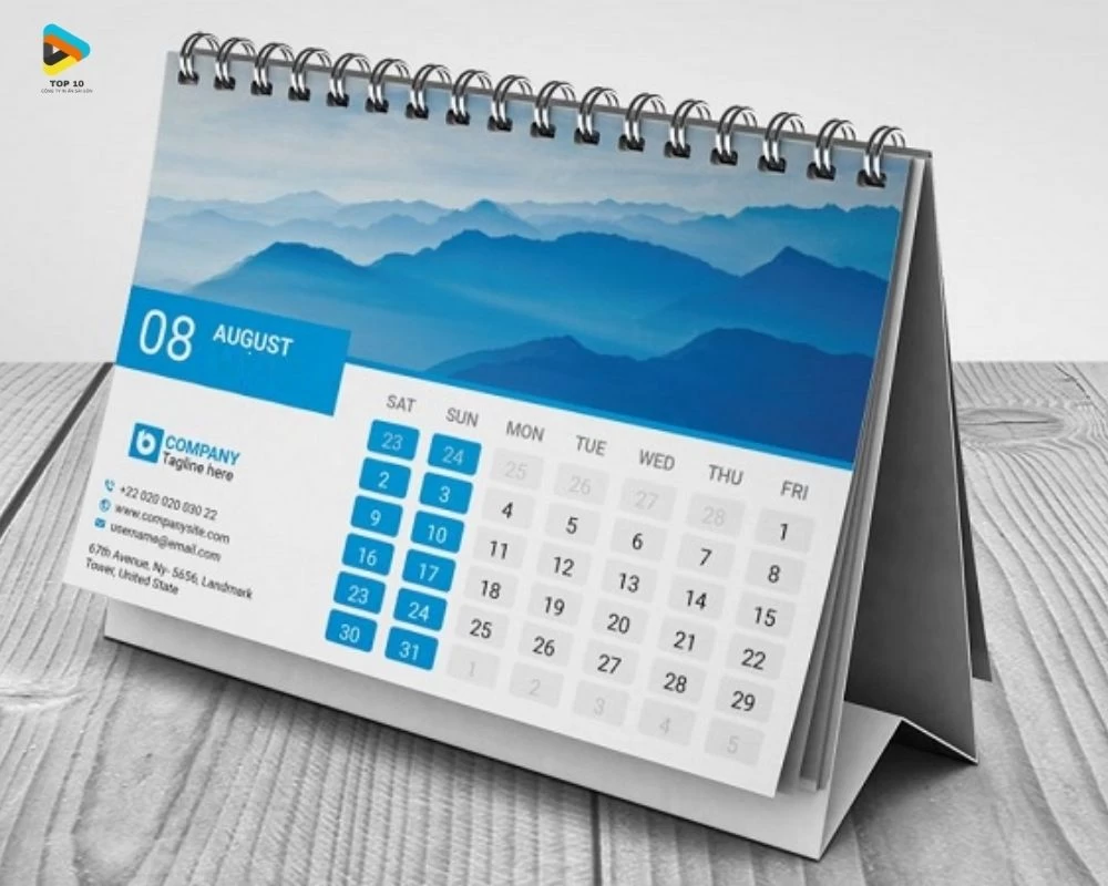 Mẫu lịch để bàn chữ A 