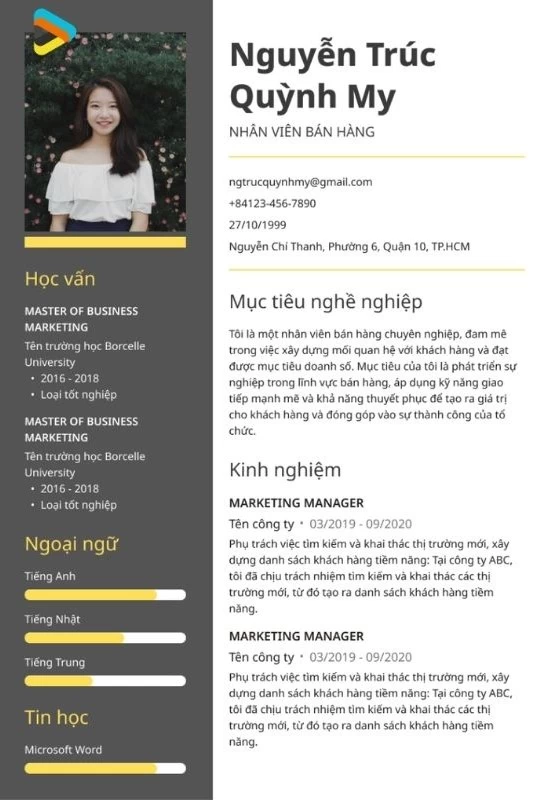 Profile cá nhân đơn giản