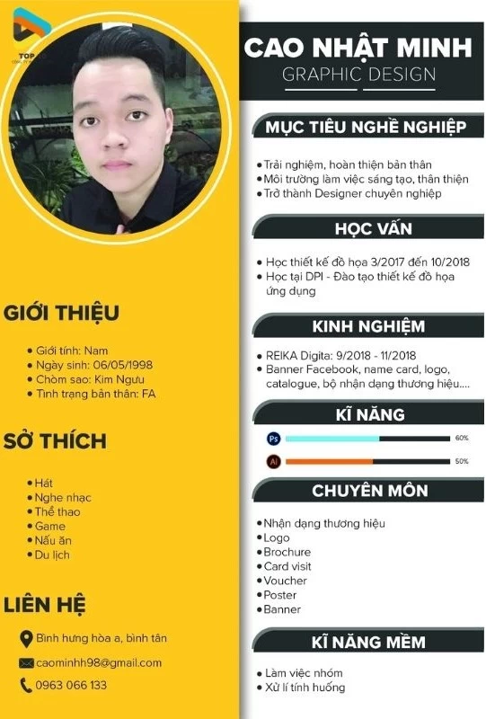 Mẫu profile màu vàng nổi bật