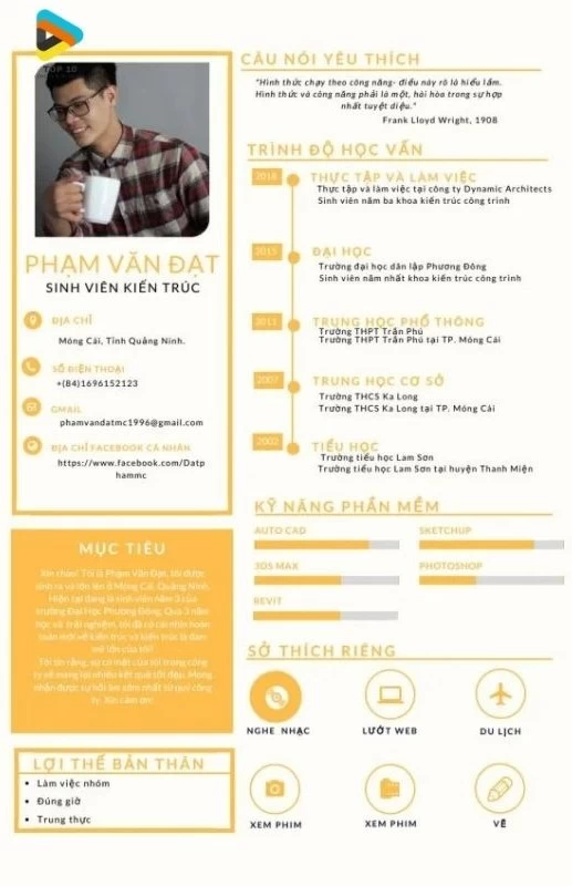 Mẫu profile có thiết kế đẹp, sáng tạo