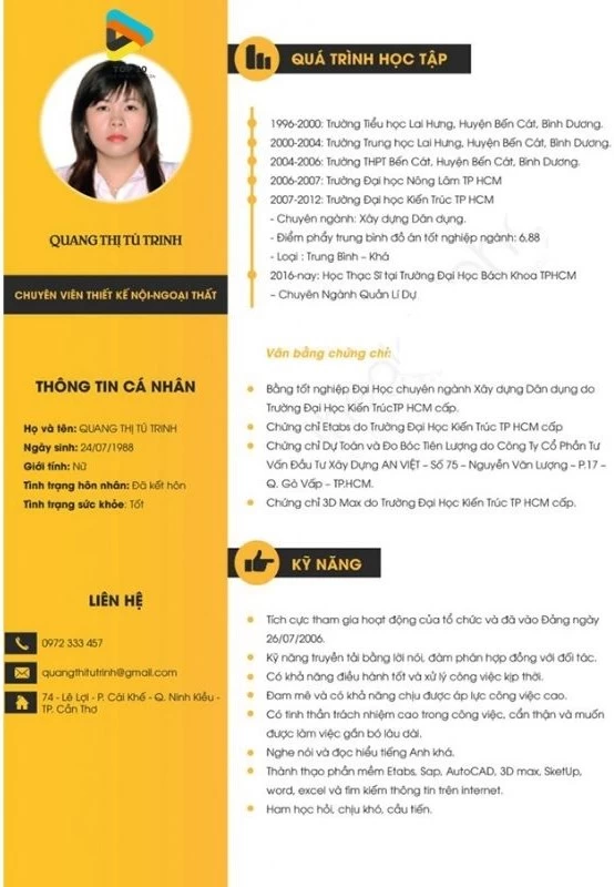 Mẫu profile ấn tượng