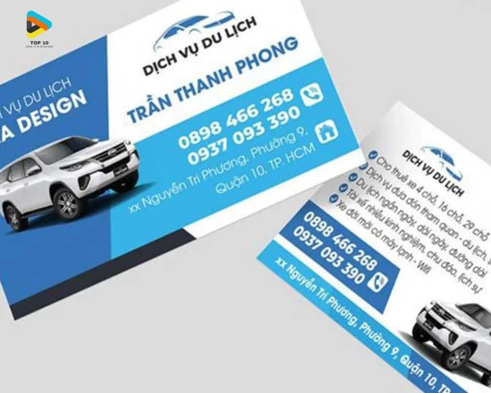 Card visit taxi  của xe du lịch Trần Thanh Phong