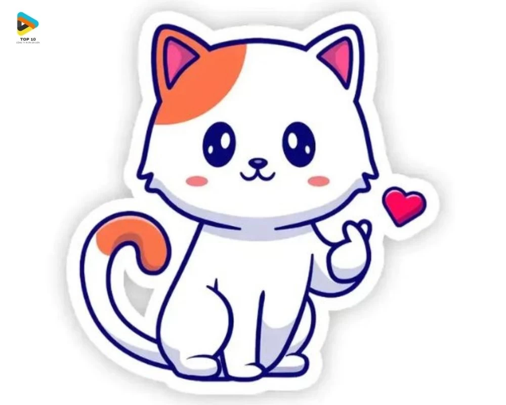 Sticker mèo bắn tim