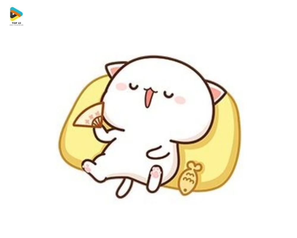 Sticker mèo đang nằm