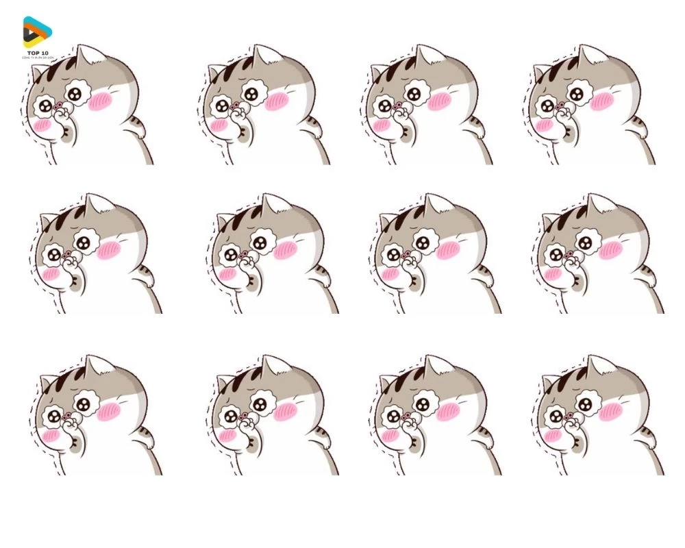 Sticker con mèo có biểu cảm ngượng ngùng