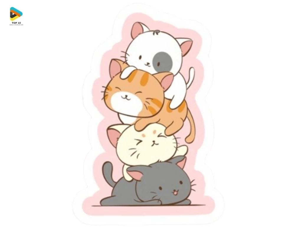 4 con mèo nằm chồng lên nhau