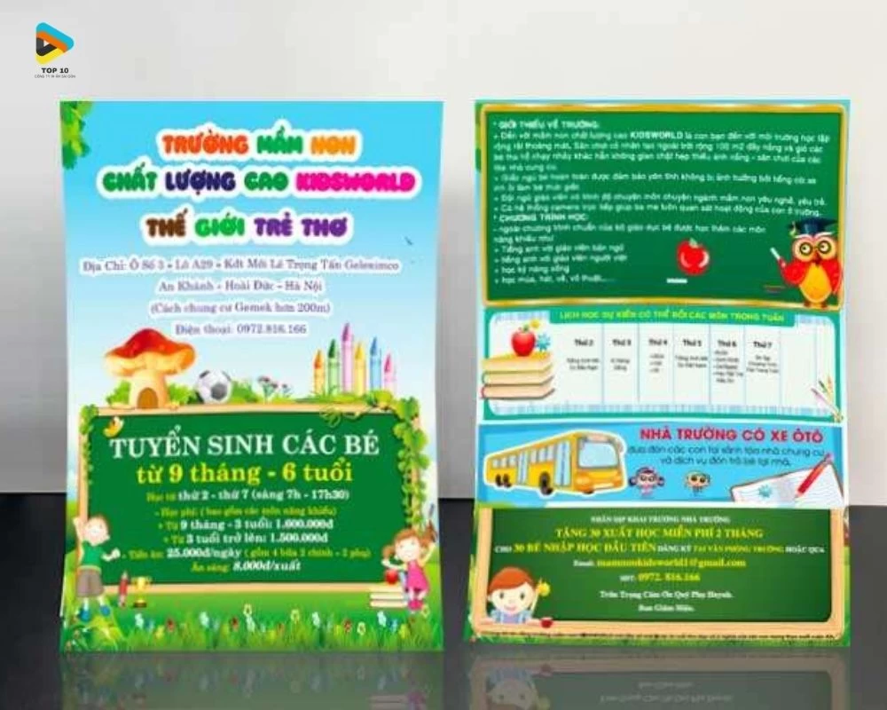 Brochure tuyển sinh các bé từ 9 tháng đến 6 tuổi