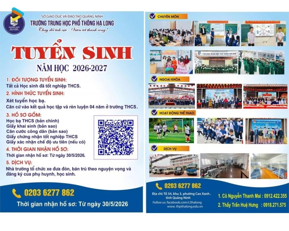 Mẫu brochure tuyển sinh có mã QR