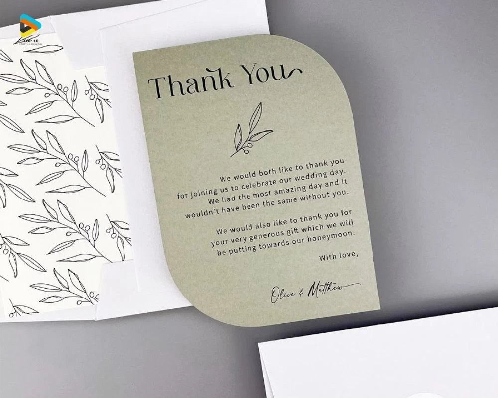 Card thank you có kiểu dáng độc đáo