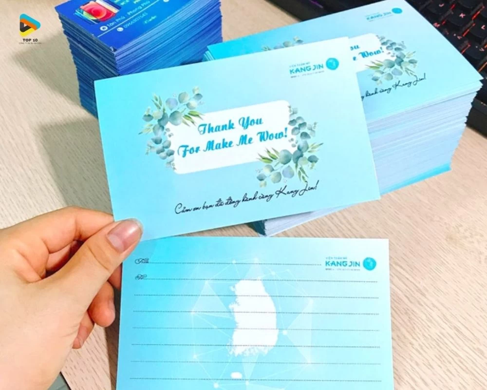 Card cảm ơn màu xanh 