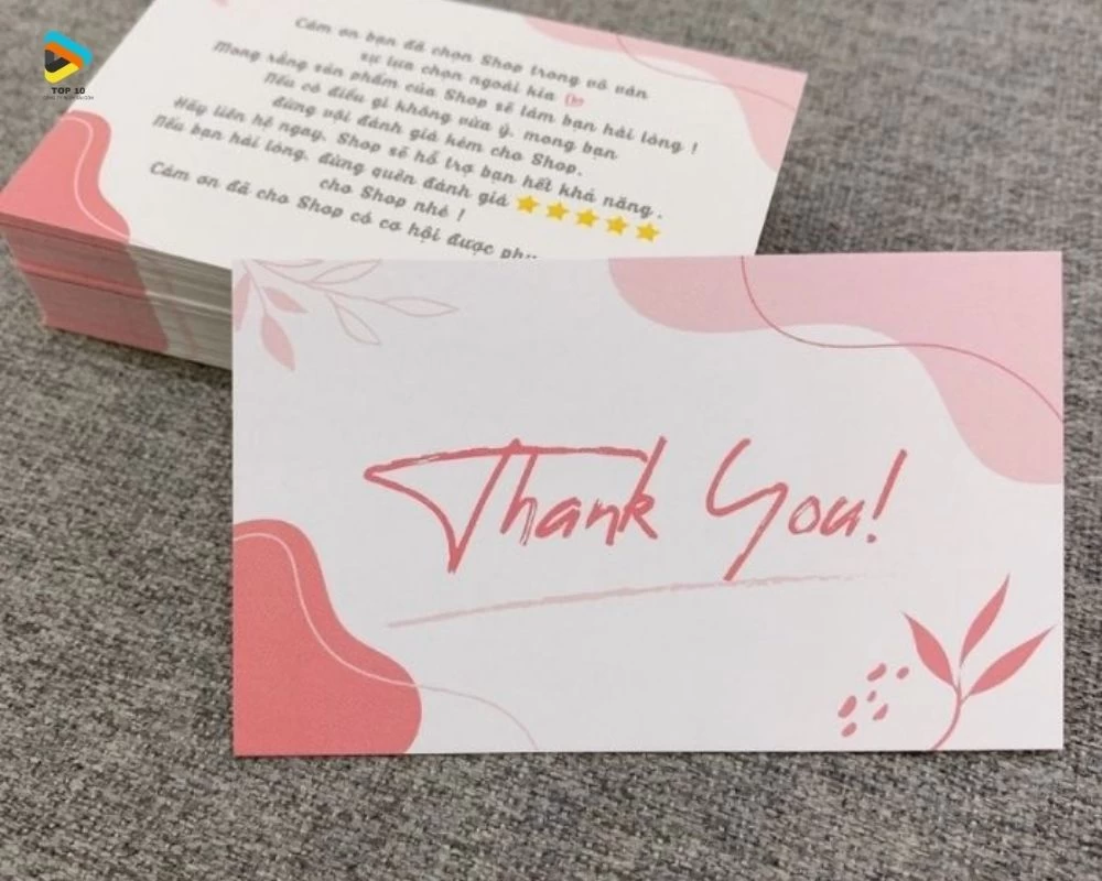 Card cảm ơn khách hàng màu hồng