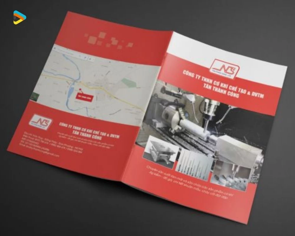 Mẫu catalogue cơ khí khổ A4 với màu đỏ chủ đạo