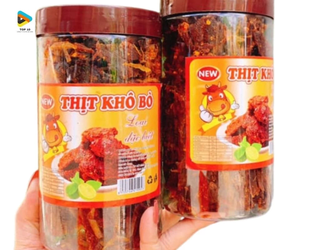 Tem dán hình chữ nhật thịt khô bò