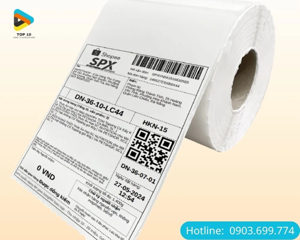 Tem mã vạch ứng dụng trong đơn hàng shopee