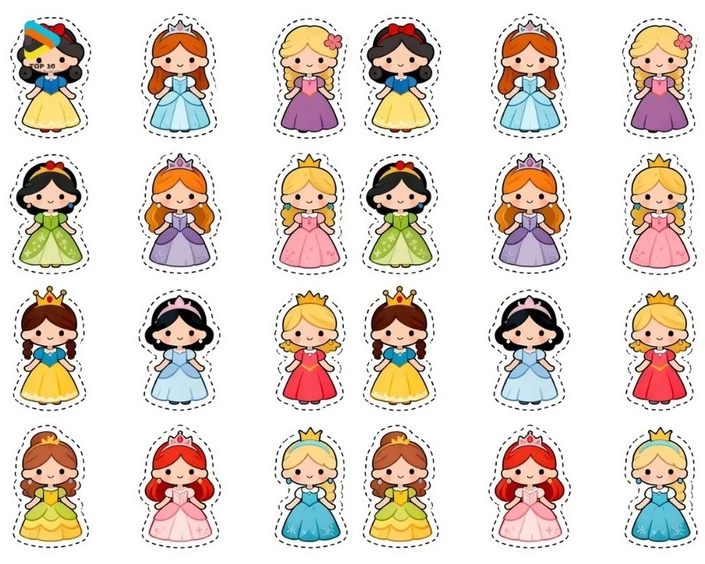 Mẫu sticker công chúa trong các truyện cổ tích