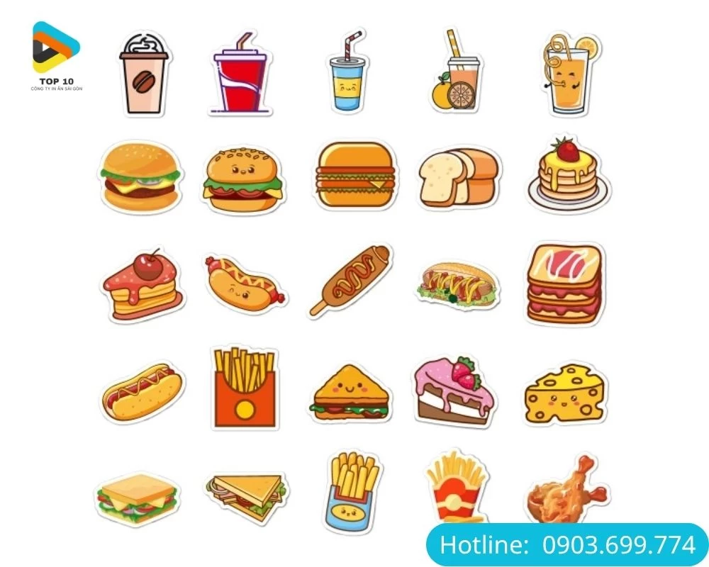 Mẫu sticker nước uống & đồ ăn