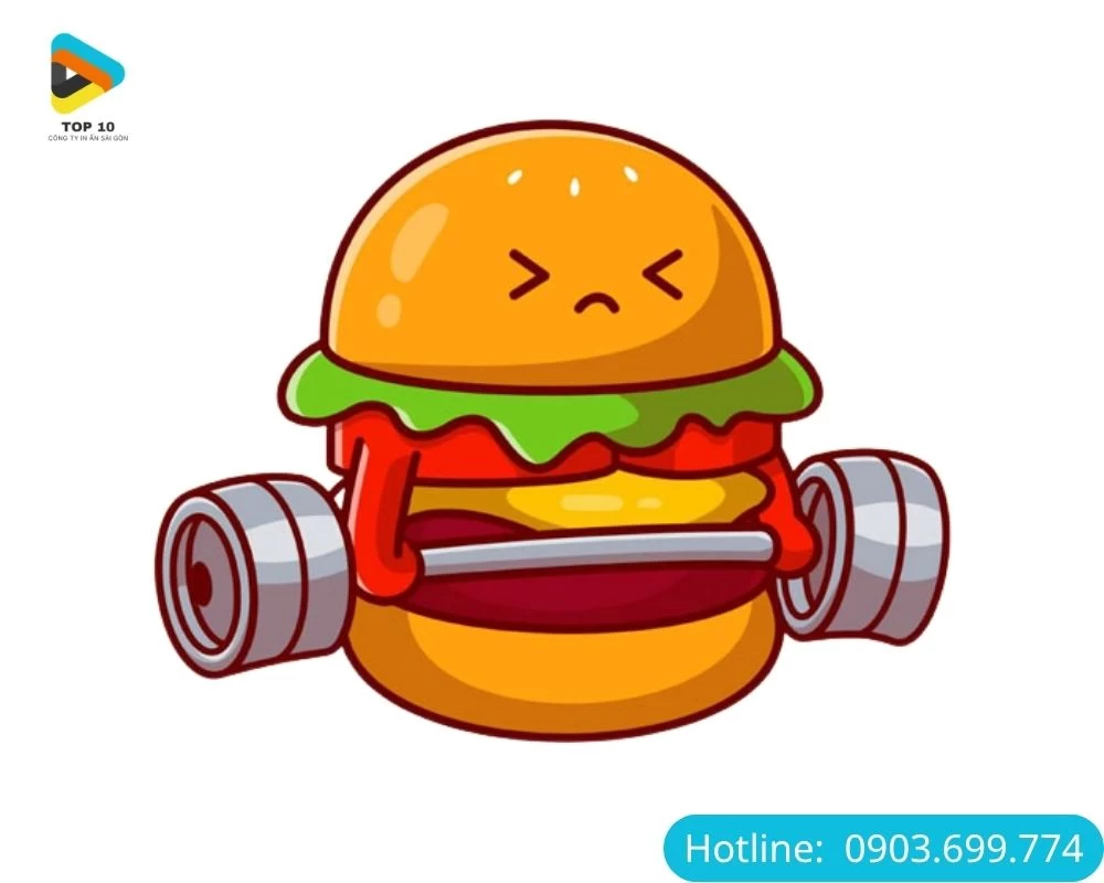 Sticker đồ ăn đang tập tạ