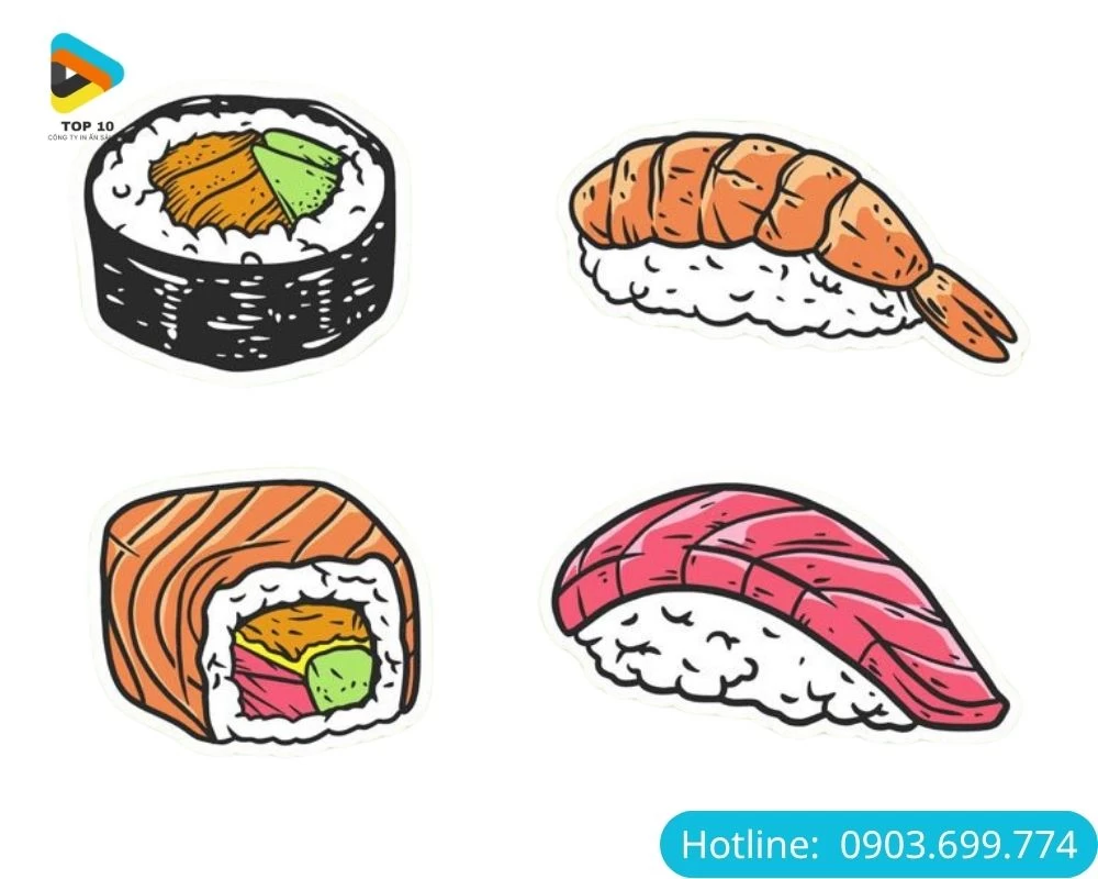 Sticker đồ ăn sushi