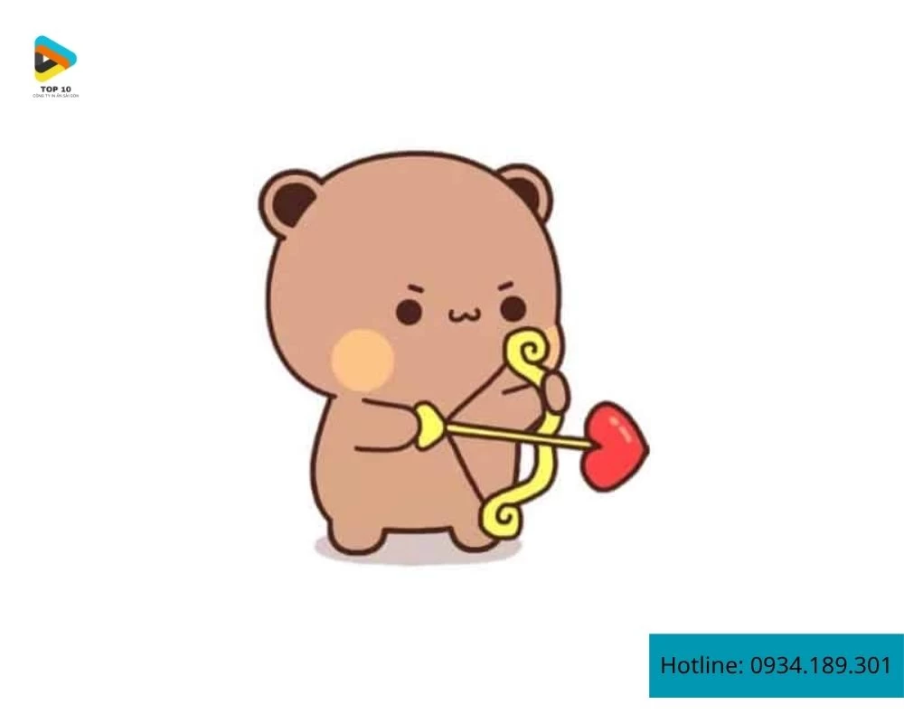 Sticker gấu cầm cây cung