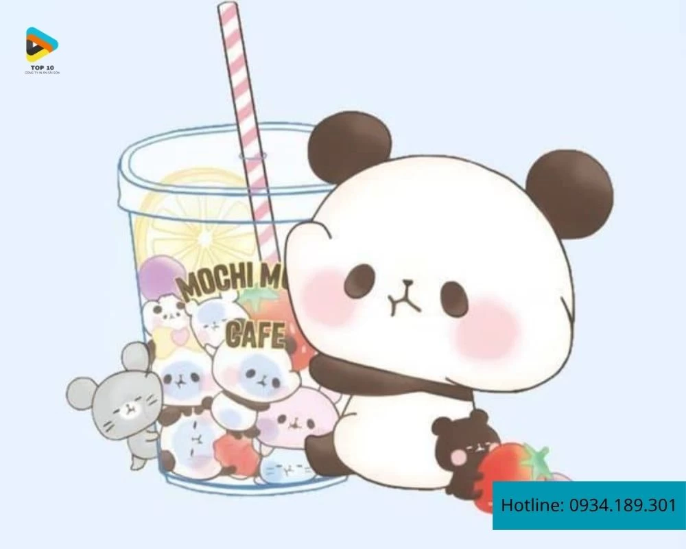 Sticker gấu bên ly trà sữa