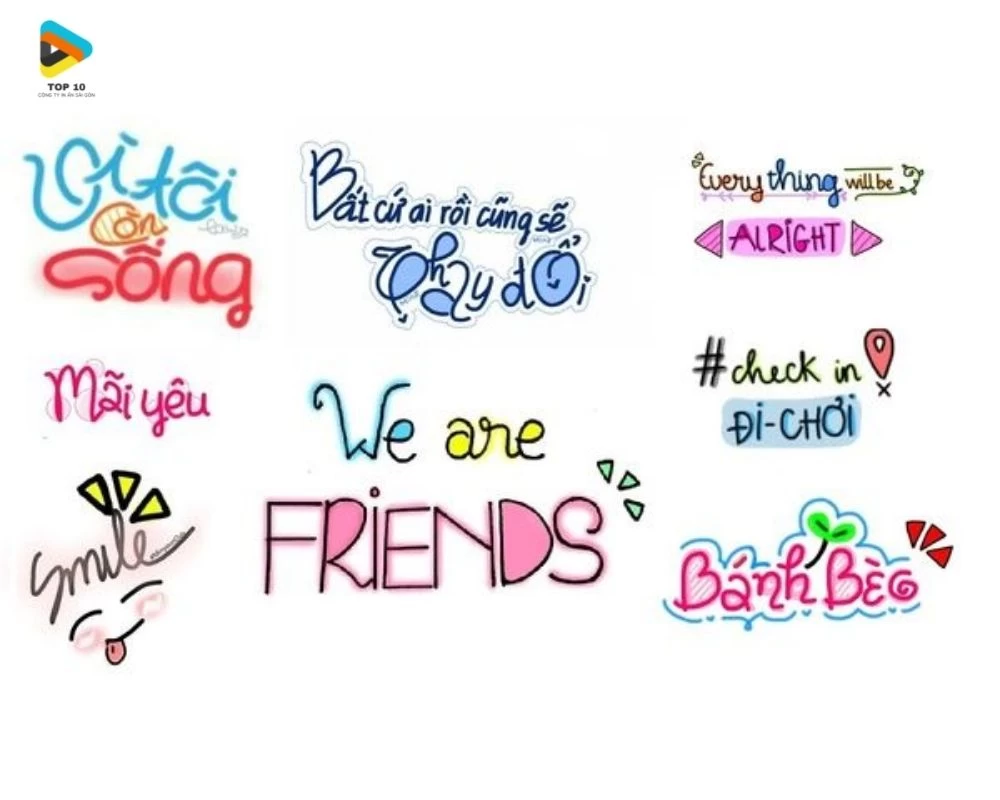 In sticker chữ viết cách điệu