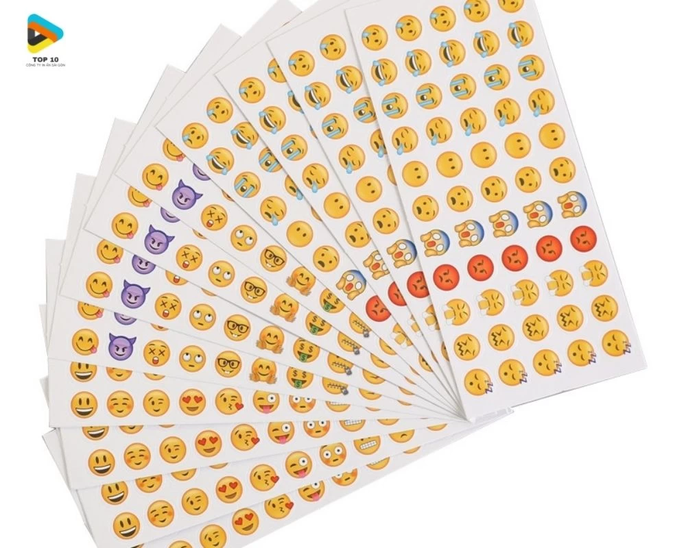 Các sticker cảm xúc in trên khổ giấy
