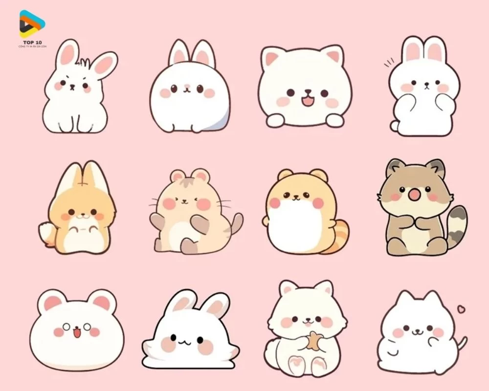 Sticker hình con vật dễ thương