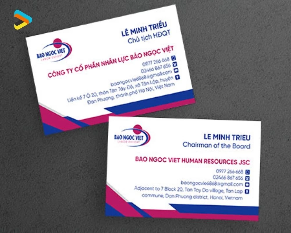 Card visit công ty Bảo Ngọc Việt