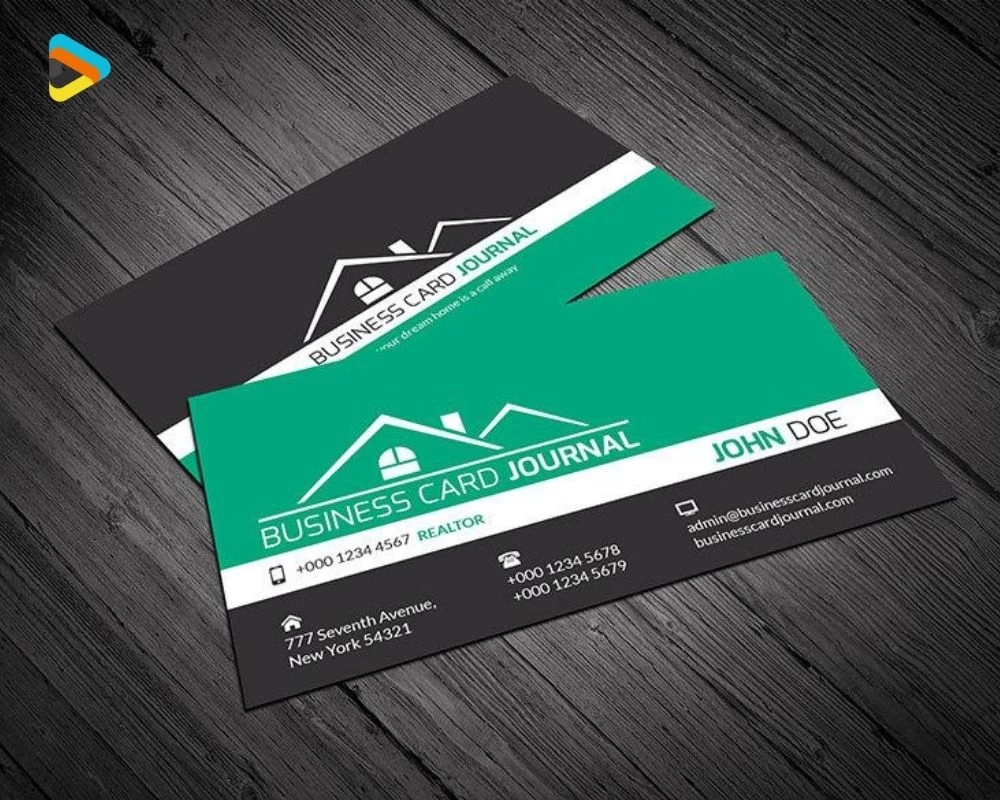 Card visit công ty thiết kế với màu xanh đen