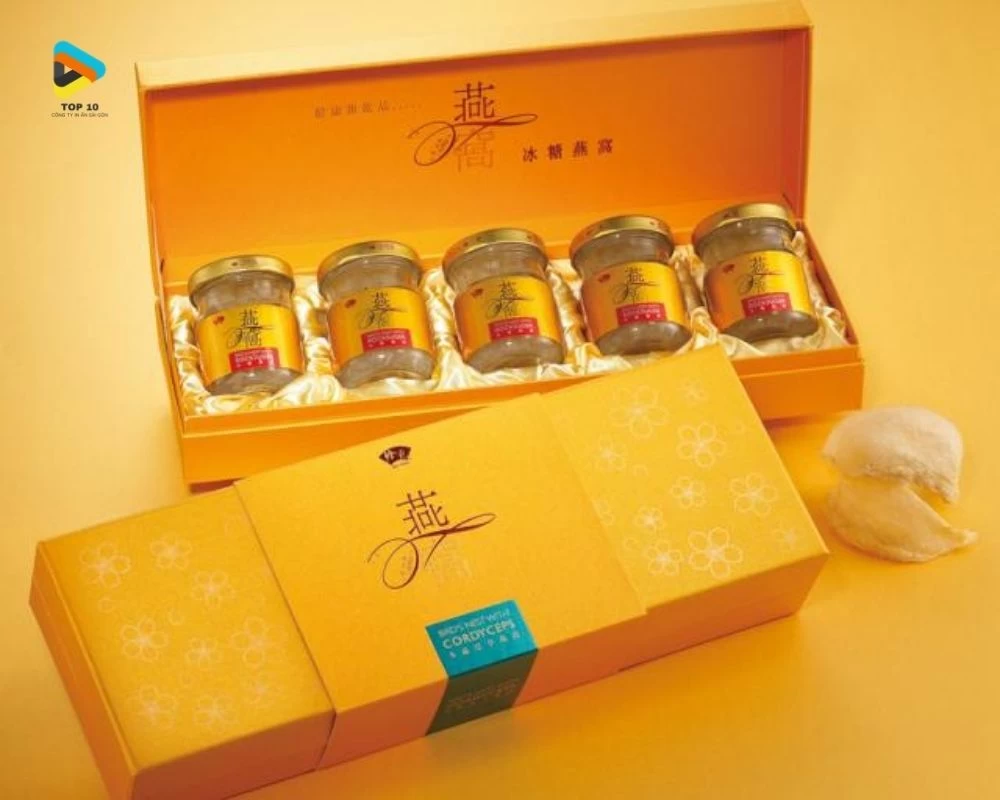 Mẫu hộp yến 5 hộp màu vàng